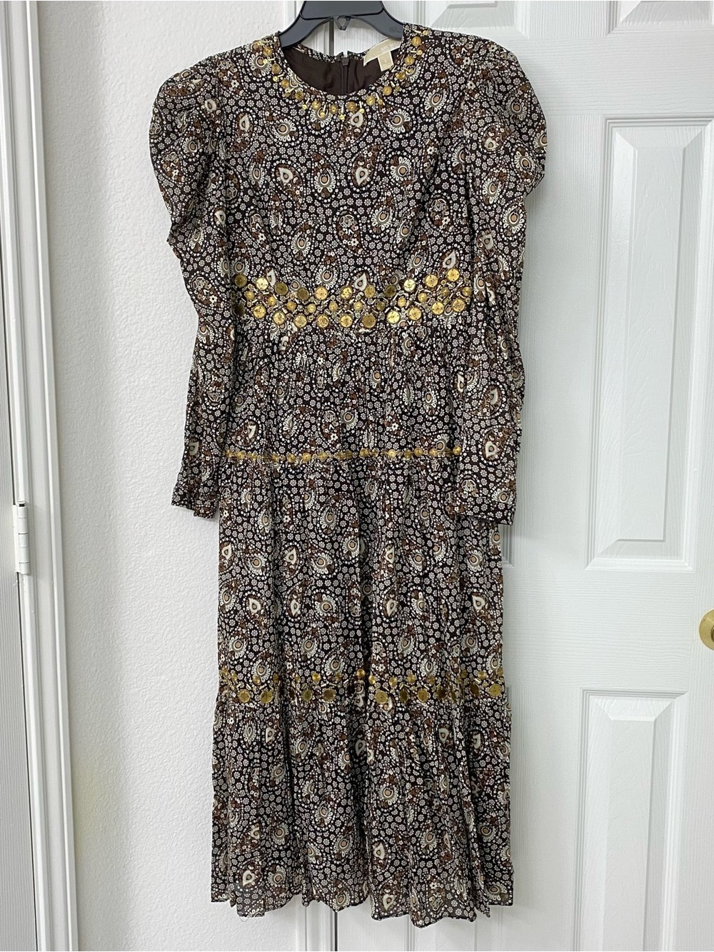 Michael Michael Kors Dark Brown Flower Pattern Dress